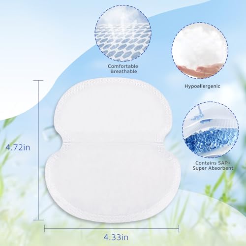 AROIC 130 Pack Armpit Sweat Pads, Large Underarm Pad for Women & Men, Invisible Armpit Sweat Pads for Under Arms, Odor Control, Sweatproof Adhesive Pad for All-Day Comfort No More Sweat Stains