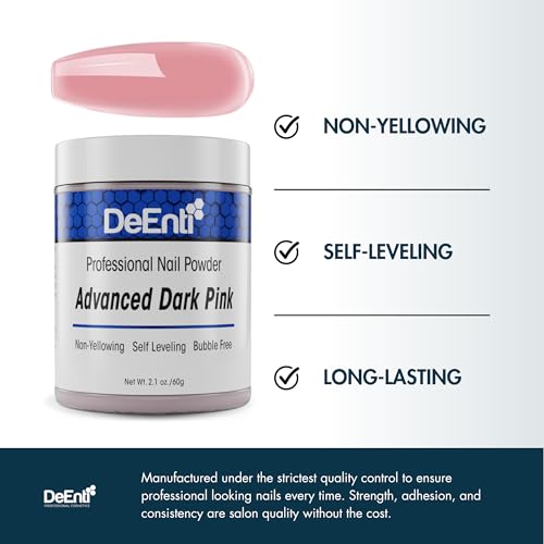 Acrylic Nail Powder, 2oz Dark Pink Acrylic Powder Dip for Nails, Long Lasting Salon Quality, Bubble Free Professional Manicures, Fake Nails, Carving & Extensions