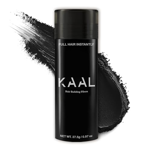 KAAL Hair Fibers - Refillable Hair Powder (27.5g, Black) to Instantly Conceal Thinning Areas for Men and Women