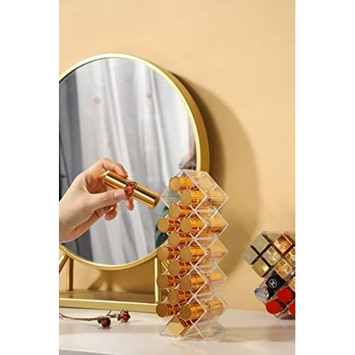 Lipstick Holder Organizer 16 Spaces Acrylic Stackable Fish Shape Lipstick Tower, Lip Gloss Storage Stand, Perfect for Lipgloss Organizers Makeup Vanity Display, Clear (1 Pack)