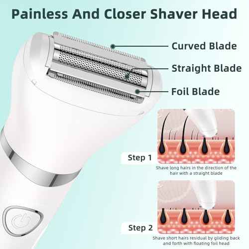 Bikini Trimmer for Women,3-in-1 Electric Shaver for Women,Rechargeable Painless Pubic&Facial Razor for Sensitive Skin,Lip,Arms,Legs with LED Display (Gradient Green)