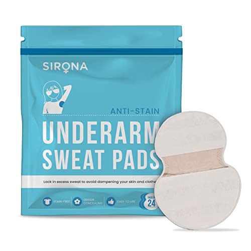 Sirona Disposable Underarm Sweat Pad - 24 Pad, Antiperspirant Absorbent Odour Blocker Pads Armpit Dress Shields | Anti Sweat Arm Pits Pads For Women And Men