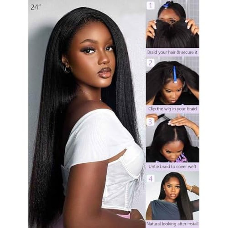 DMKEEP U Part Human Hair Wig 12A Upgraded Glueless Wigs Human Hair Straight U Part Wig Human Hair Wigs for Women 20 Inch