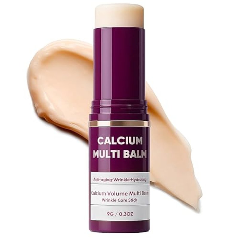 Cemenrete Calcium Multi Balm, Wrinkle Core Stick, Korean Collagen Moisturing Stick, Calcium Volume Multi Balm, Anti-Aging, Sagging, Wrinkles, Almond & Vitamin E for Lip Balm Eye Cream Neck (1PCS, 9G)