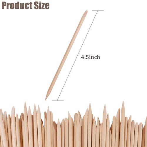 100PCS Orange Wood Nail Sticks, 4.5 Inch Wooden Cuticle Pusher and Remover Set, Dual-Headed Manicure Tools for Home and Salon
