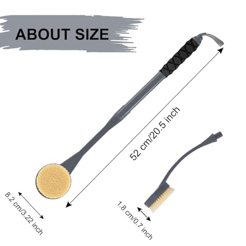 Back Scrubber for Shower,20.5" Long Handle Shower Brush for Body for Deep Clean,Back Brush for Shower for Men Women(Grey)