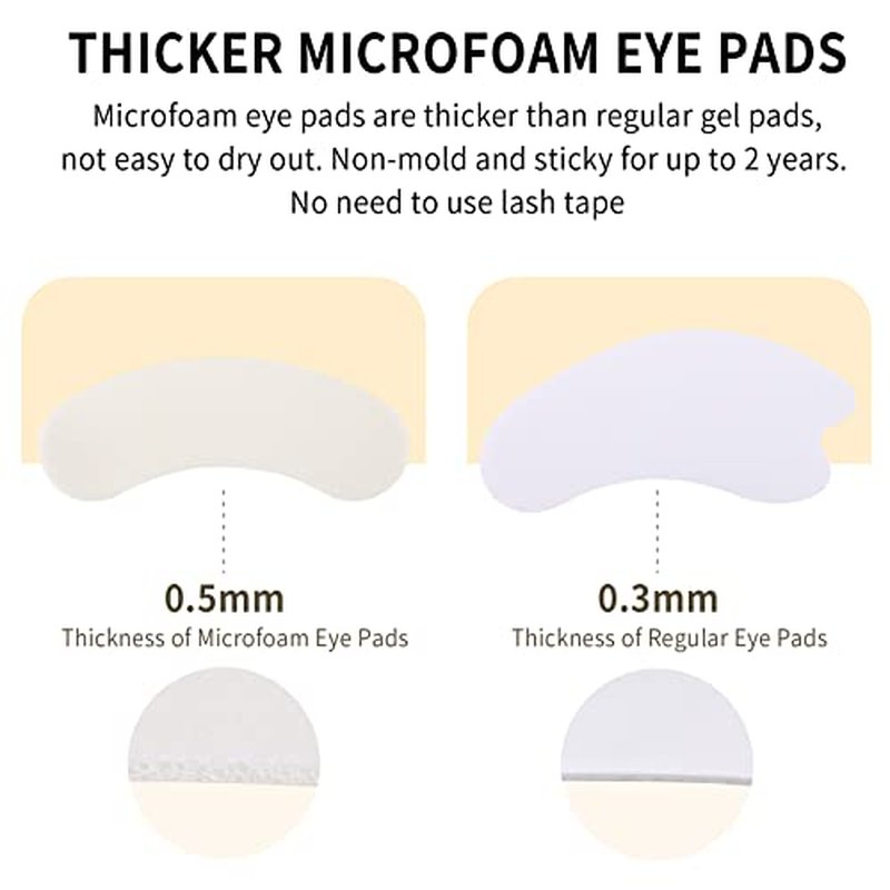 100 PCS Foam Eye Pads for Lash Extensions, Under Eye Pads for Eyelash Extensions, Micro-foam Lash Patches Lint Free, Stick Well, No Tape Needed, Hypoallergenic