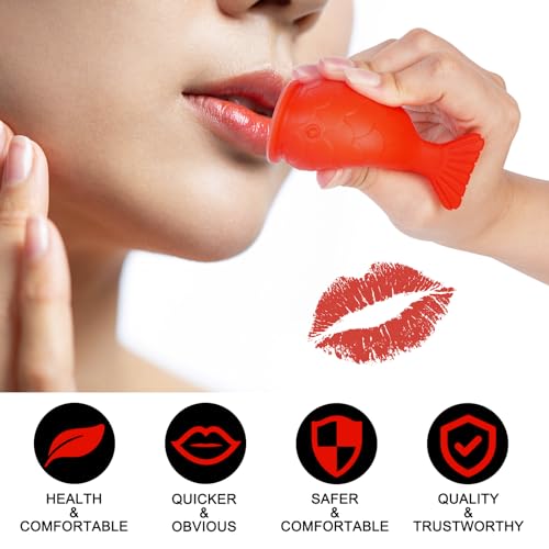 lip pump lip plumper lip enhancer£¬Soft Silicone Fish Shape Lips Enhancer,Fuller Thicker Mouth Fastly Lip Pumps Bigger Device for Women Female (RED)