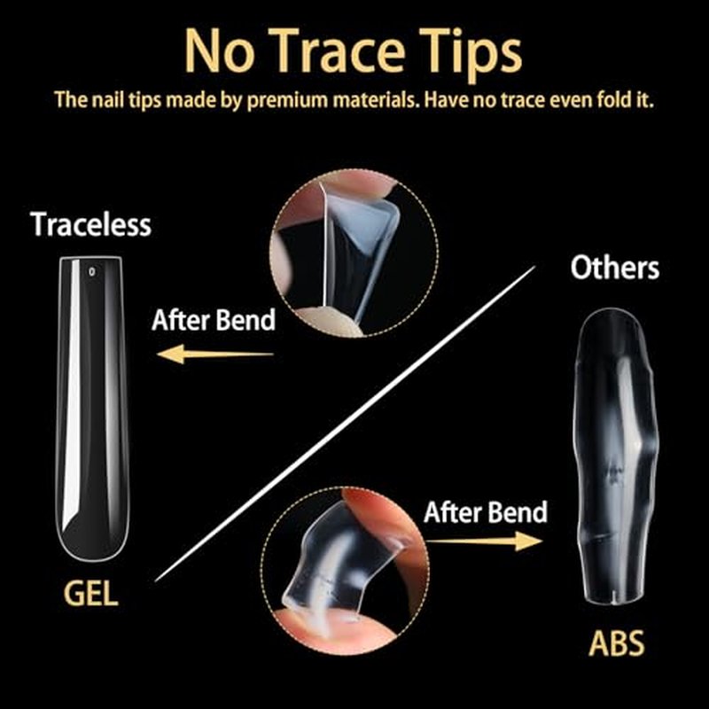 240Pcs Square Soft Gel Nail Tips, Long Square Nails, 12 Sizes Full Cover Acrylic Fake Nails Straight Clear False Nail Extension for Beginner and Professional Home Salon DIY