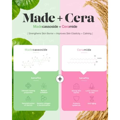 SKINRxLAB Made Cera Cream - Acne & Redness Relief Face Moisturizer, Sebum Control, Improving Skin Barrier with Ceramide and Madecassoside, Anti-Aging and Pore Minimizing Face Cream, 1.69 fl.oz.