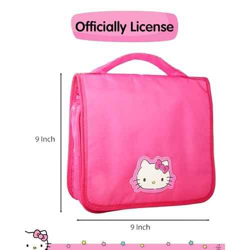 Hello Kitty Toiletry Bag, Hanging Toiletry Bag Pink, Makeup Bag, Sanrio Travel Official License