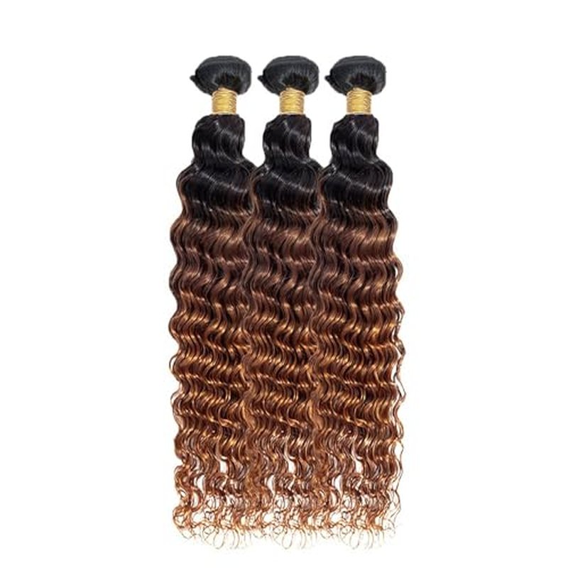 Condescension Brazilian Omber T1B/4/30 Human Hair Bundles 20 22 24 Inch Deep Wave 3 Bundles Human Hair 100% Unprocessed Remy Virgin Weave Hair for Women