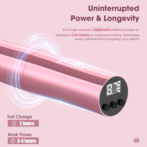 Filter Tattoo Gun - Permanent Makeup 2.8mm Stroke Machine with 2Pcs Battery Power Supply Lightweight Tattoo Pen for Beginners and Women Artists (S10 Pink)