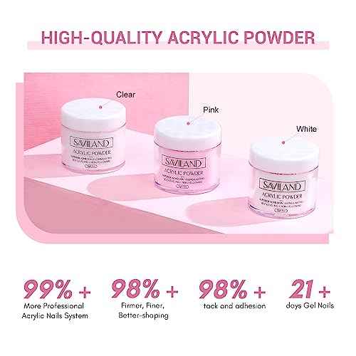 SAVILAND Acrylic Nail Kit ? Nails Kit Acrylic Set with Nail Drill Brushes Gel Polish Clear Nails Tips Nail Art Tools Nail Stuff for Starters DIY Christmas Gift