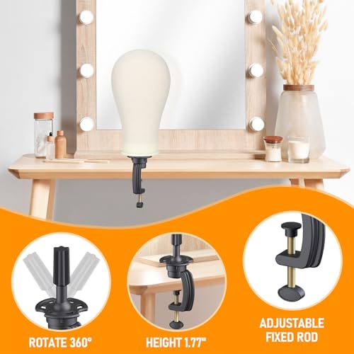 Wig Stand with Head, Height Adjustable Wig Stand, Wig Head Stand with Mannequin Head with Extra Wig head Clamp Stand