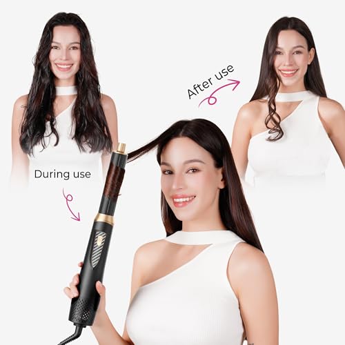 5 in 1 Blow Dryer Brush Set, 1000W Professional Hot Air Styler, Ionic Hair Dryer Brush, 3 Heat Settings, Auto Curling, Fast Drying, Ideal Hair Styling Tools Gift for Women, Black