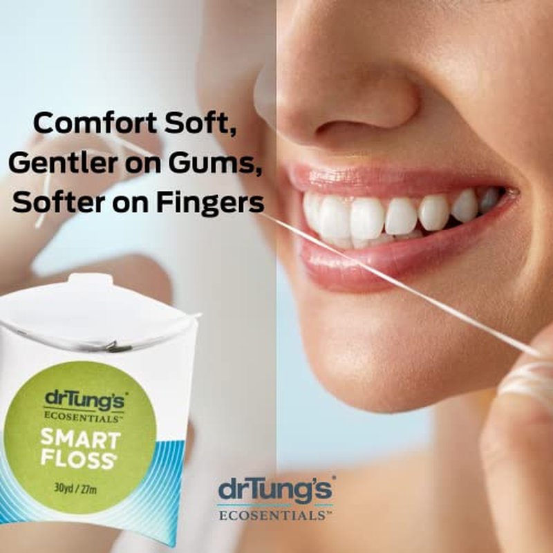DrTung's Smart Floss - Natural Floss, PTFE & PFAS Free Floss, Gentle on Gums, Expands & Stretches, BPA Free - Natural Dental Floss Cardamom Flavor (Pack of 18)