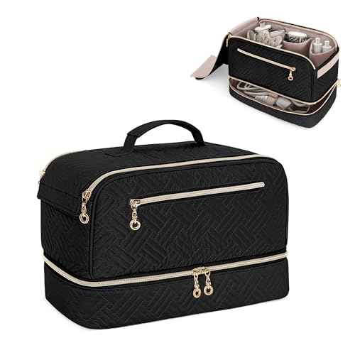 Teamoy Travel Carrying Case Compatible with Shark Flexstyle, Double-Layer Storage Bag for Shark Hyperair, Portable Travel Organizer for Dyson Airwrap Styler and Attachments, Black Quilted