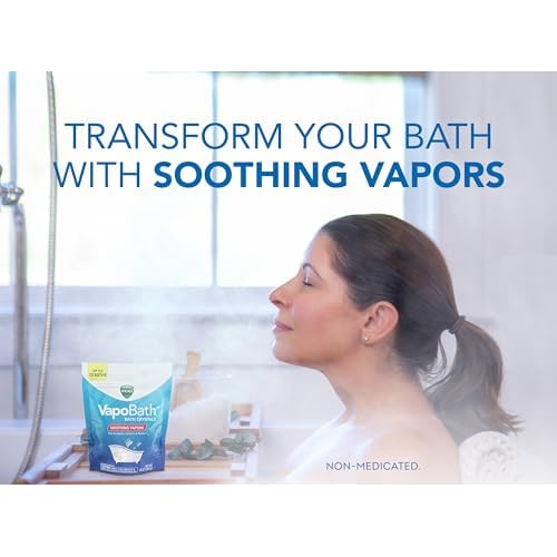 Vicks VapoBath, Bath Salts, Bath Bomb, Non-Medicated Bath Crystals, Comforting Vicks Vapors, Vapor Bath, Aromatherapy with Eucalyptus and Menthol Scent, Contains Essential Oils, 36 OZ