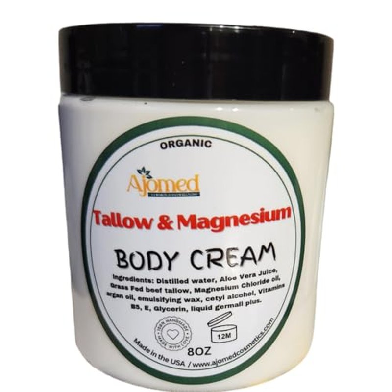 Beef Tallow & Magnesium Body butter - Grass Fed and Finished beef tallow Magnesium Cream- Handmade moisturizer for Cracked, Dry, Itchy skin- eczema cream- diaper rash (SANDALWOOD VANILLA)