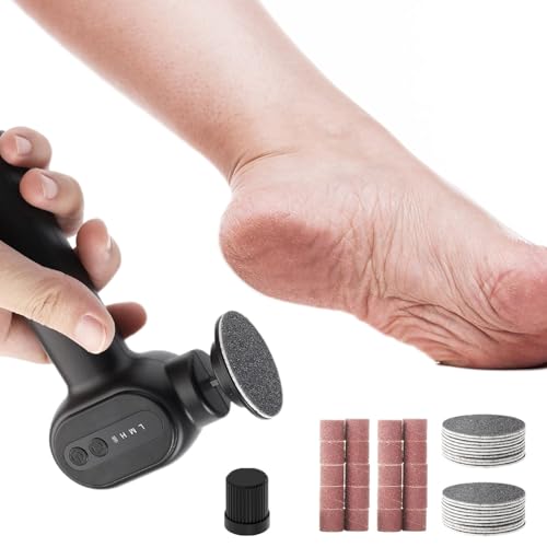Electric Callus Remover for Feet - Rechargeable Cordless Pedicure Tool with 6 Speeds & 20 Sandpaper Discs, Professional Dead Skin Remover for Cracked Heels,Electric Foot File(Black)