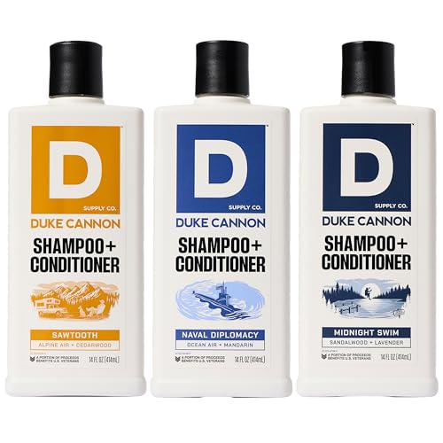 Duke Cannon Shampoo & Conditioner 3-Pack ? Sawtooth, Midnight Swim, Naval Diplomacy ? Premium Men¡¯s Hair Care, Invigorating Scents, Sulfate-Free, Natural Ingredients, Nourishing (14 oz)