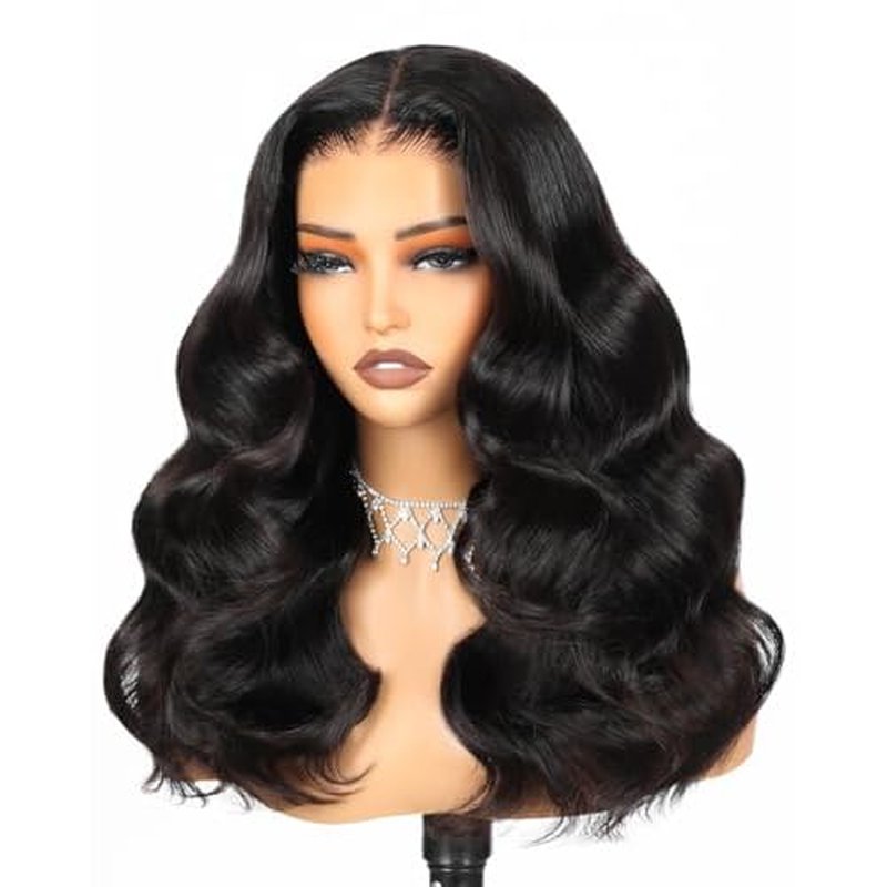 Arabella 6x6 Wear and Go Glueless Wig 12a Glueless Wigs Human Hair Pre Plucked Pre Cut Loose Body Wave Only Middle Part Lace Front Wigs Human Hair 100% Pre Bleached Knots Wig (20inch, 6X6 Body Wave)