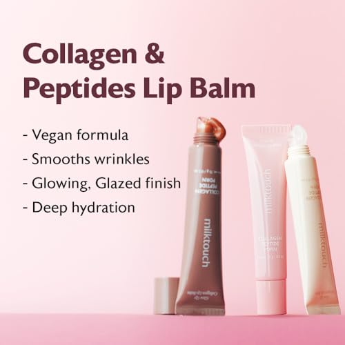 milktouch Vegan Glow Up Collagen Lip Balm?Hydrating Lip Care with Collagen, Peptide, PDRN, Cica & Shea Butter for Dry Lips Repair, Anti-Aging, Non-Sticky Moisturizer for Fuller Lips(15g) #Berry Tart