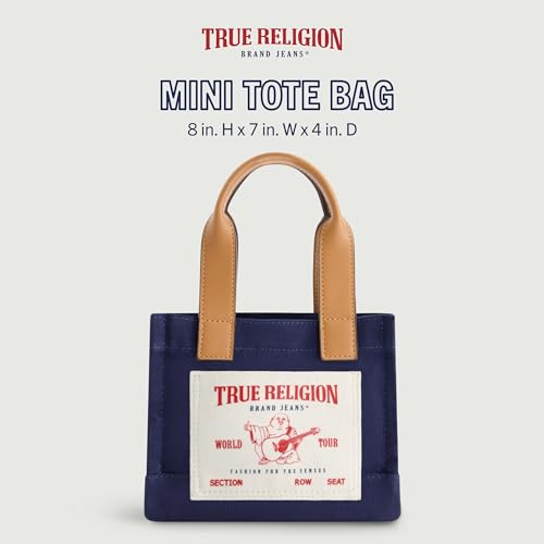 True Religion Tote Bag, Women's Mini Travel Shoulder Bag with Adjustable Strap