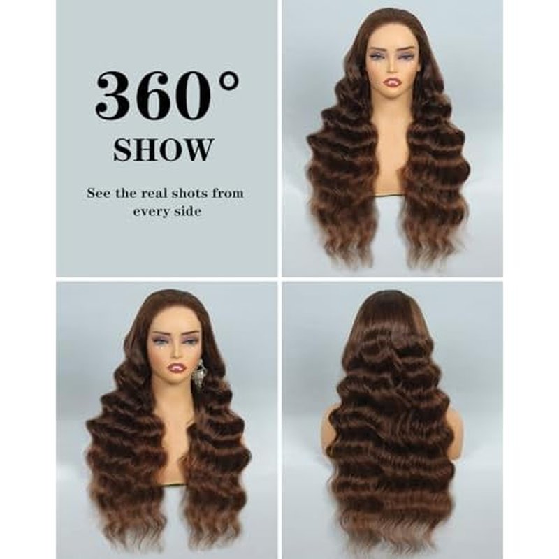 5X5 Glueless Wigs Human Hair Pre Plucked Pre Cut Chocolate Brown Lace Front Wig 22 Inch 5x5 Wear and Go Glueless Lace Closure Wig Body Wave Reglular HD Lace Front Wigs 4# Brown Colored Wig