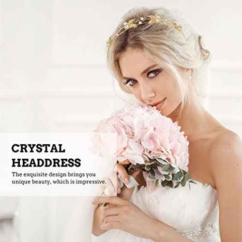 Beaupretty Bride Wedding Headband, Rhinestone Crystal Ornament Butterflies Girls Crown Tiara for Females (Golden)