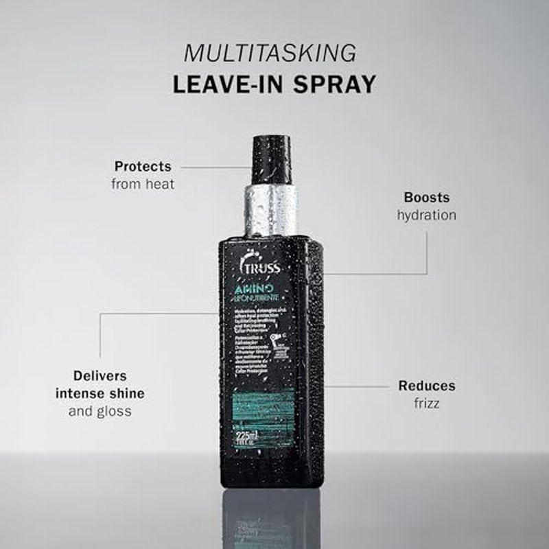 TRUSS Amino Heat Protection Spray for Hair - Anti Frizz Leave In Hair Spray - Infused with Essential Oils to Hydrate & Replenish Amino Acids - Color Safe Heat Protectant & Detangler (7.61 oz)