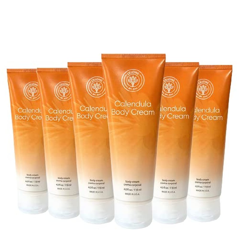 L¡¯EUDINE Calendula Cream ? Pack of 6-4fl oz Calendula Body Cream for Acne, Wrinkles, Fine Lines, Scars ? Calming and Soothing Repair Cream ? Natural Calendula Extract with Vitamin E, Echinacea