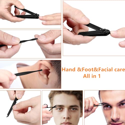 Manicure set Men Personal Care Tools Accessories Finger and Toe Nail Clippers Kit Professional Manicure Pedicure Kit With Travel Case Nail Grooming Kit Present for Men Husband Boyfriend Parent