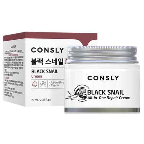 CONSLY_Black Snail All-In-One Repair Cream | Regenerating Moisturizer | Reduces Wrinkles | Improves Texture | Deeply Hydrating | For All Skin Types | 70ml