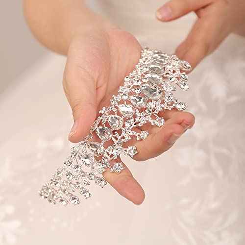 JWICOS Crystal Tiara and Crown for Women Elegant Queen Tiara for Girls Wedding Tiara Headband for Brides Prom Party Pageant