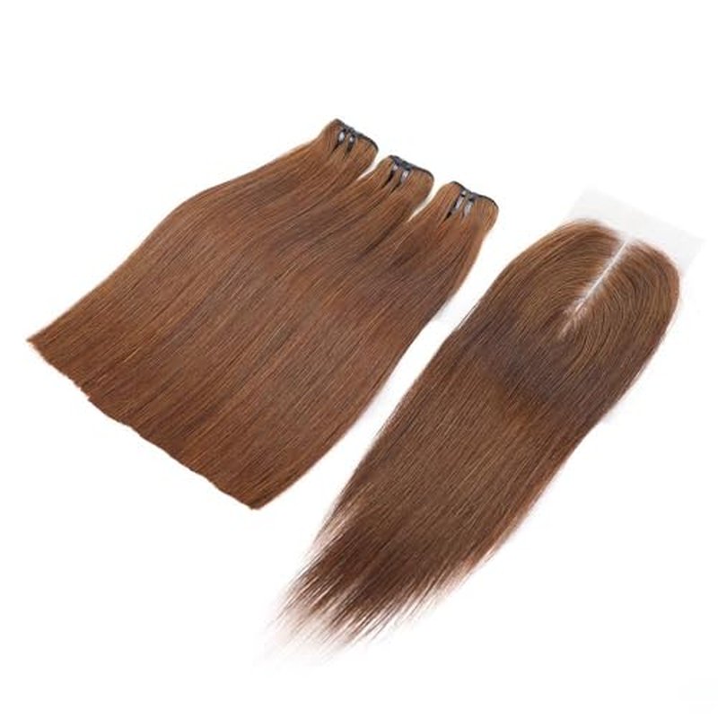 Bone Straight Virgin Human Hair 3 Bundles with 2 * 6 Closure Raw Hair 15A Bundles 100% Unprocessed Premium Raw Hair for Women Natural Color (10"10"10" + 8", 33#)