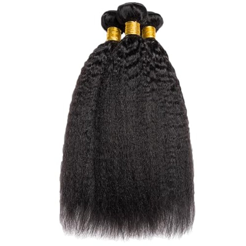 30 30 30 Inch Yaki Straight Bundles Human Hair Natural Black Color Kinky Straight Bundles Unprocessed Brazilian Virgin Hair Extensions