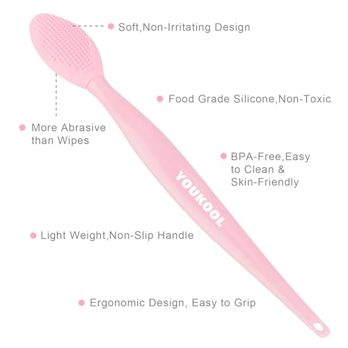 Lip Scrub Brush,Double-Sided Silicone Exfoliating Lip Brush Tool for Smoother and Fuller Lip Appearance,Pink,2pcs