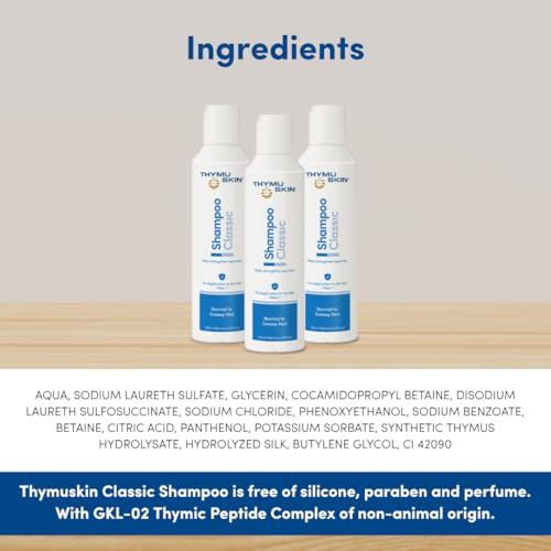 THYMUSKIN Classic - Hair Care Peptides Shampoo (Step #1) for Hair Growth Due to Hair Loss - for Normal to Oily & Greasy Hair and Scalp Condition