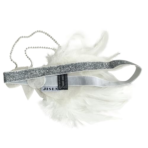 JISEN 1920s Flapper Vintage Peacock Feather Gatsby Beaded Tassel Headpiece