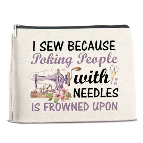 Sewing Gifts Makeup Bag, Hostess Gift for Women Mom Grandma Birthday Christmas, Quilting Gifts for Quilters Sewing Lovers Cosmetic Bag with Zipper Travel Toiletry Makeup Pouch for Purse