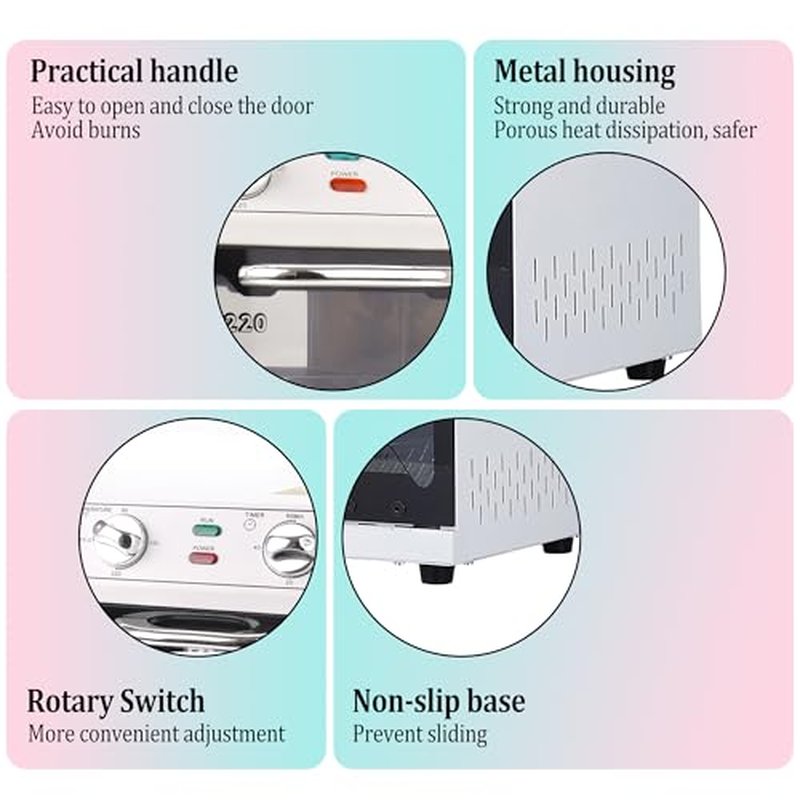 High Temperature Sterilizer, 8L Large Capacity Dry Heat Sterilizer, Max. Temperature 220¡É, With Temperature Control & Timer, For Hair Salon Spa Nail Salon, Tool Sterilizer