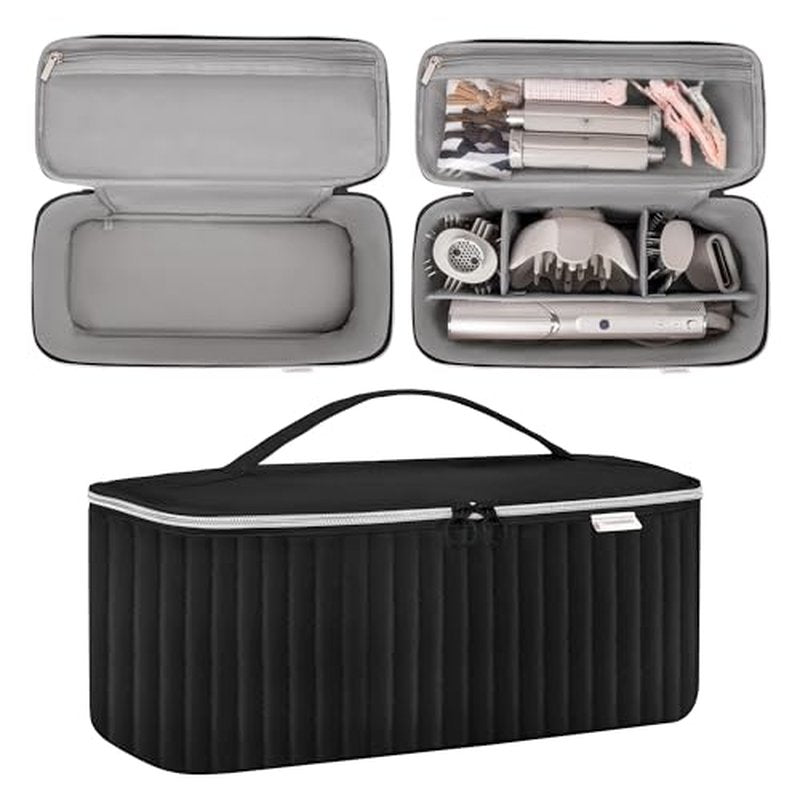 Travel Carrying Case for Hair Dryer Shark Flexstyle Dyson Airwrap Brush Hair Accessories Tools Storage Bag for Revlon Hairdryer Styler Organizer (Black)