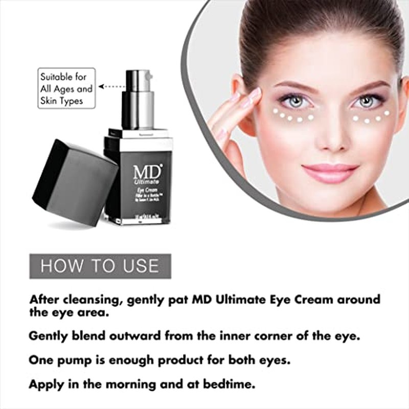 MD Ultimate Eye Cream ? Under Eye Cream for Reduced Dark Circles, Puffiness, Wrinkles, Bags & Anti-Aging ? Enriched with Collagen, Peptides, Shea Butter for Firmness, Lifting & Moisturization