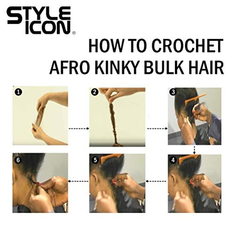Style Icon 3 Bundles Afro Kinkys Bulk Human Hair (10"/10"/10", Natural Black) - Afro Twist Braiding Hair - Curly Hair Extensions for Dreadlocks Loc