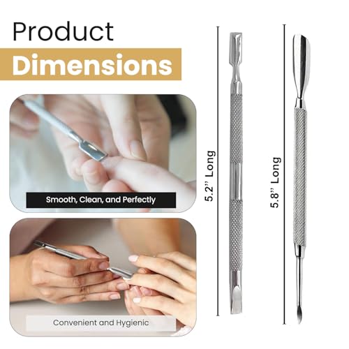 Cuticle Pusher Tools - Professional Nail Cuticle Pusher Cuticle Remover Cuticle Trimmer Spoon Shaped Nail Cleaner Dual Sided Metal Stainless Steel Manicure Pedicure for Women 2 Pack Set Krisp Beauty