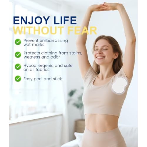 Underarm Sweat Pads - Aoeoun Premium Quality Fight Hyperhidrosis [100 PCS] for Men and Women Comfortable, Non Visible, Extra Adhesive, Disposable Dress Guards/Shields, Non Sweat Armpit Protection