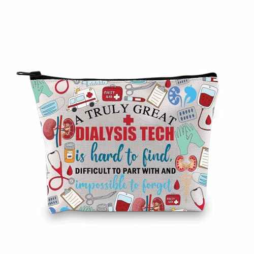 BDPWSS Dialysis Nurse Gift Dialysis Technician Gift A Truly Great Dialysis Tech Is Hard To Find Nephrology Tech Makeup Bag (Truly dialysis tech bag)