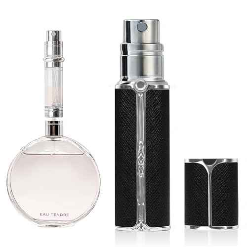 AF00BK Leather Perfume atomiser, 10ml Bottom Fill Travel Perfume Bottle, Refillable Perfume Dispenser for Women & Men (Black)
